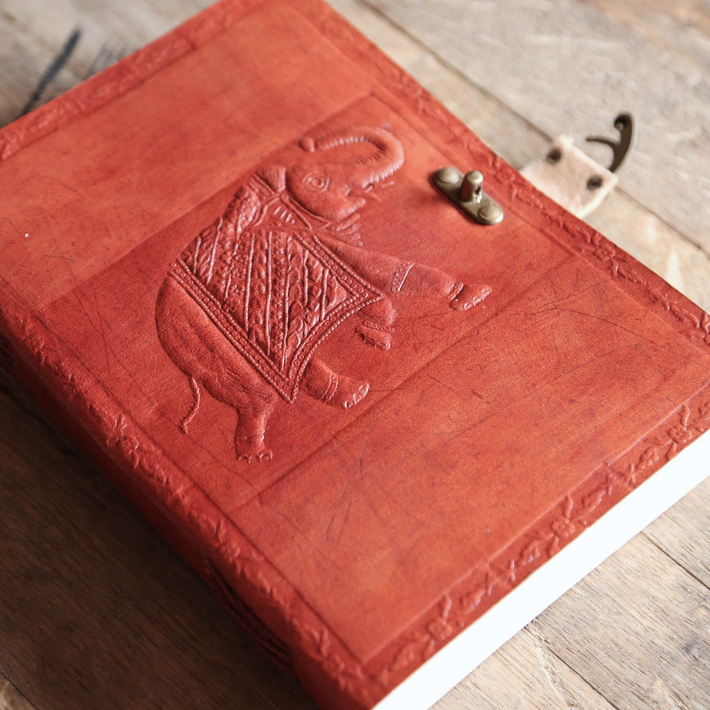 Journal eleph emb lthr/ppr 9x6