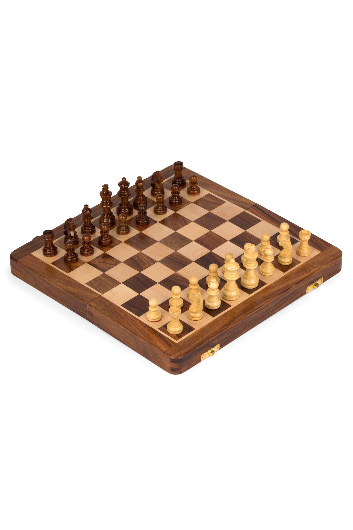 Chess folding case wood 12sq browns