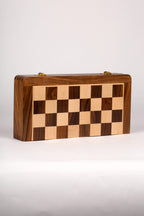 Chess folding case wood 12sq browns
