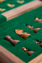 Chess folding case wood 12sq browns