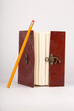 Journal knot embossed leather 6x4 rust