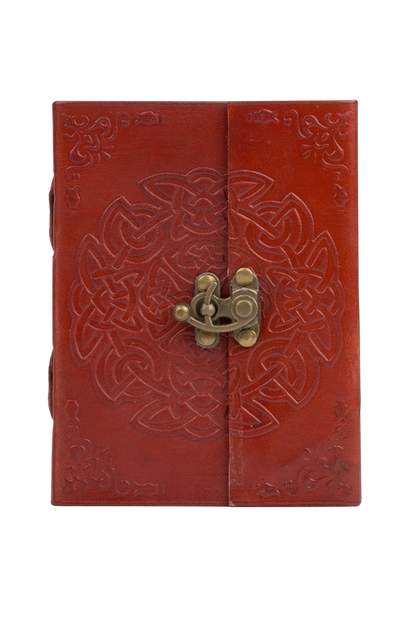 Journal knot embossed leather 6x4 rust