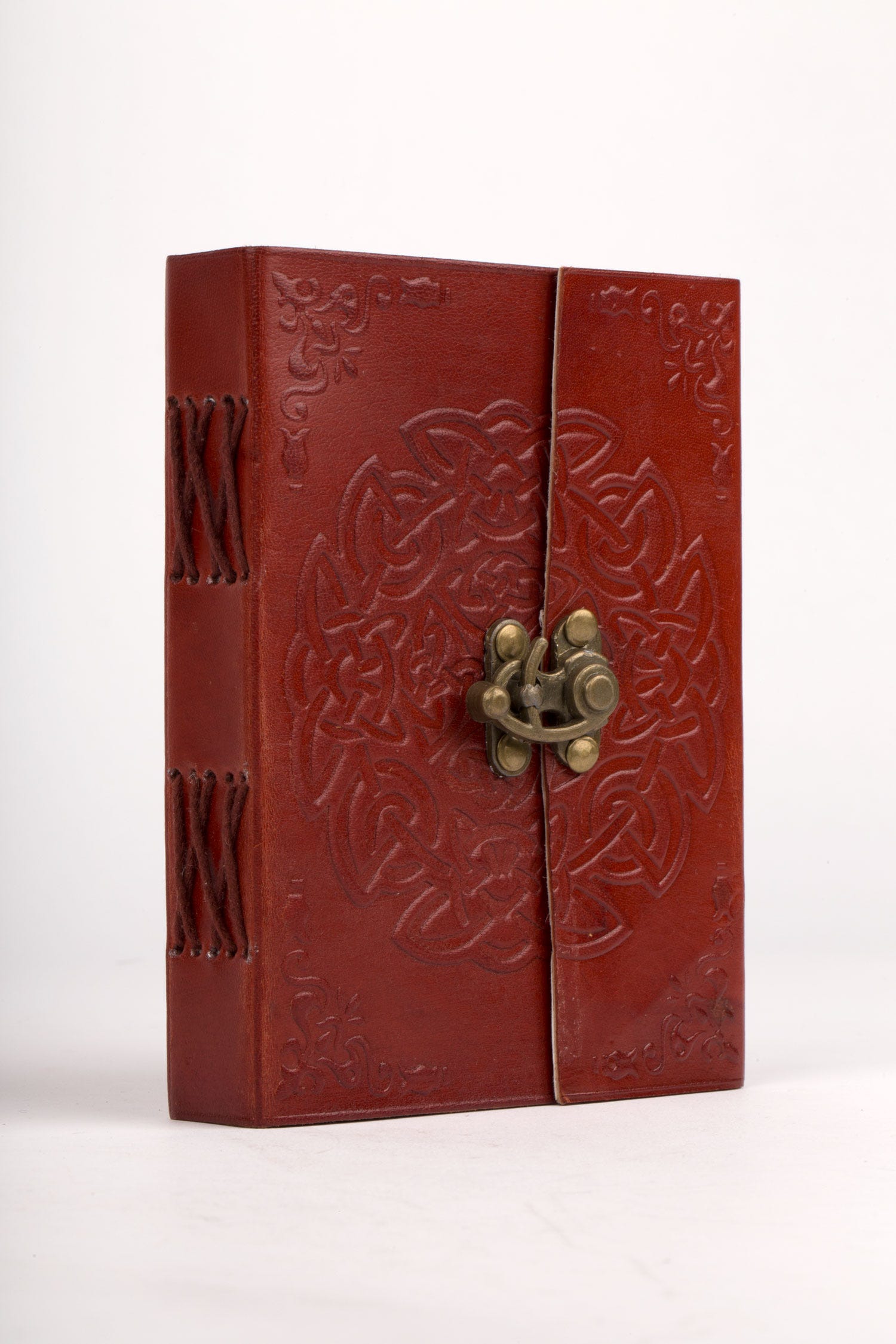 Journal knot embossed leather 6x4 rust
