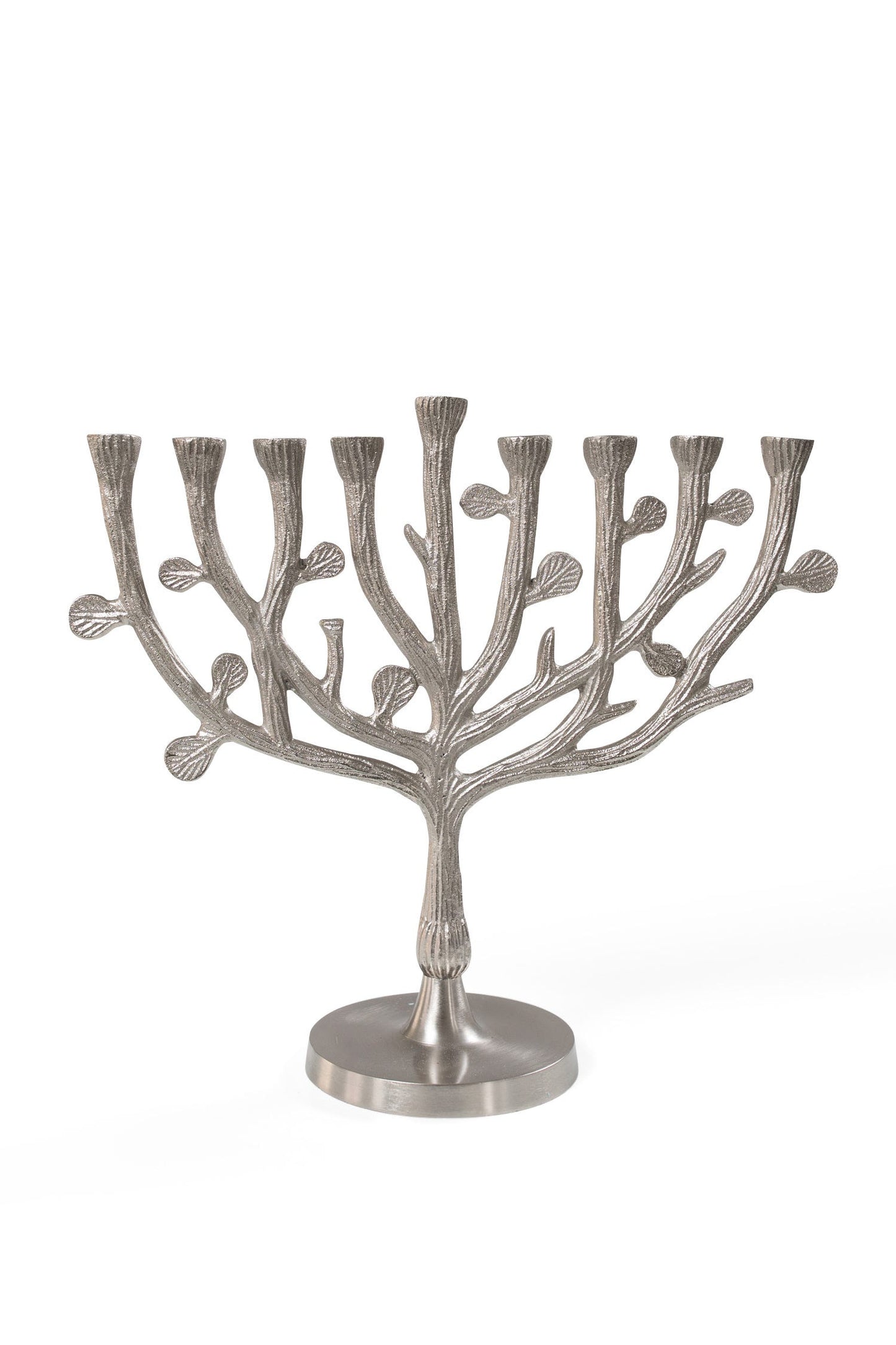 Menorah tree/leaves aluminum 11Wx10H silver