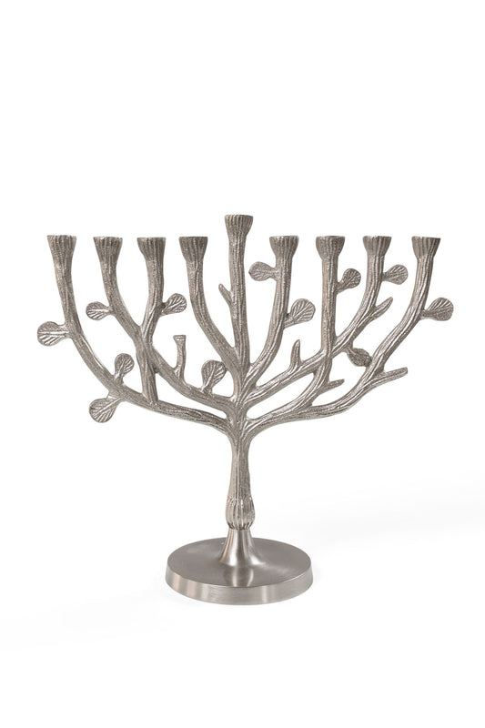 Menorah tree/leaves aluminum 11Wx10H silver