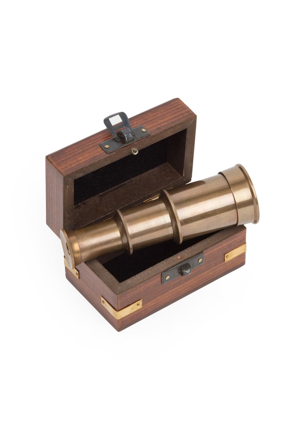 Telescope mini w/case wood/metal 4.5L brn/br