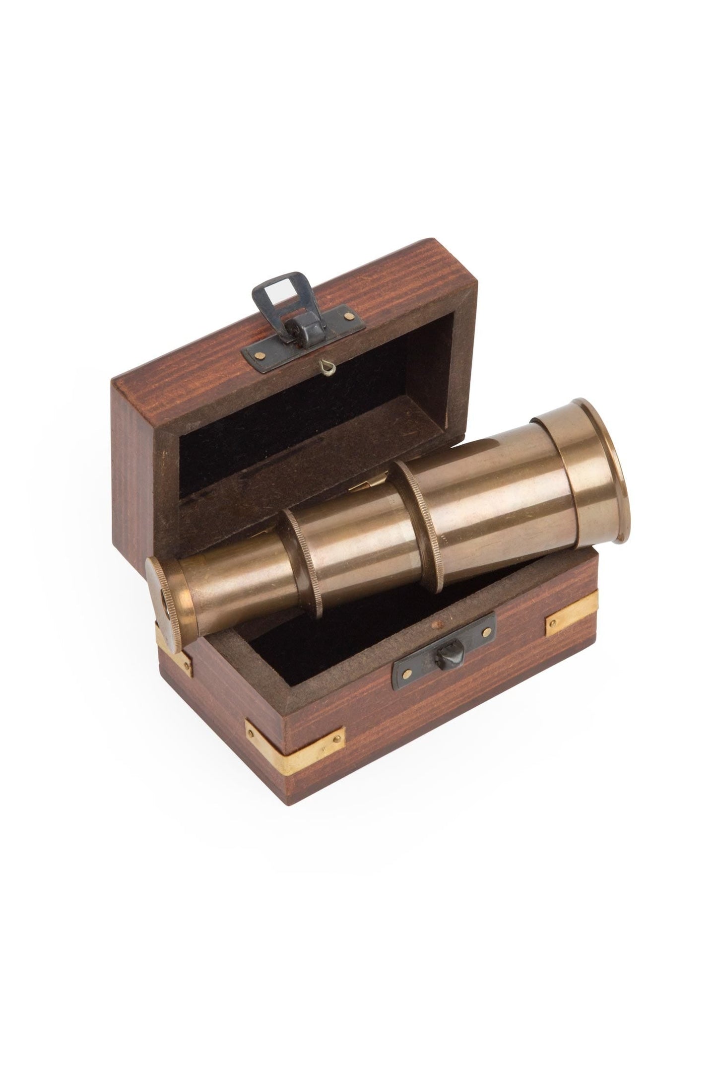 Telescope mini w/case wood/metal 4.5L brn/br
