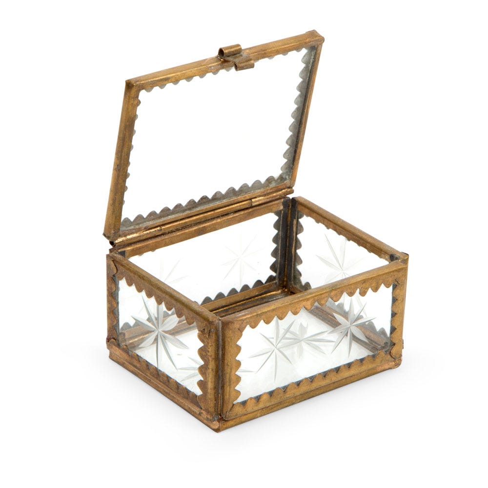 Jewelry box mini M/3 etched glass 2.5Lx2 br color