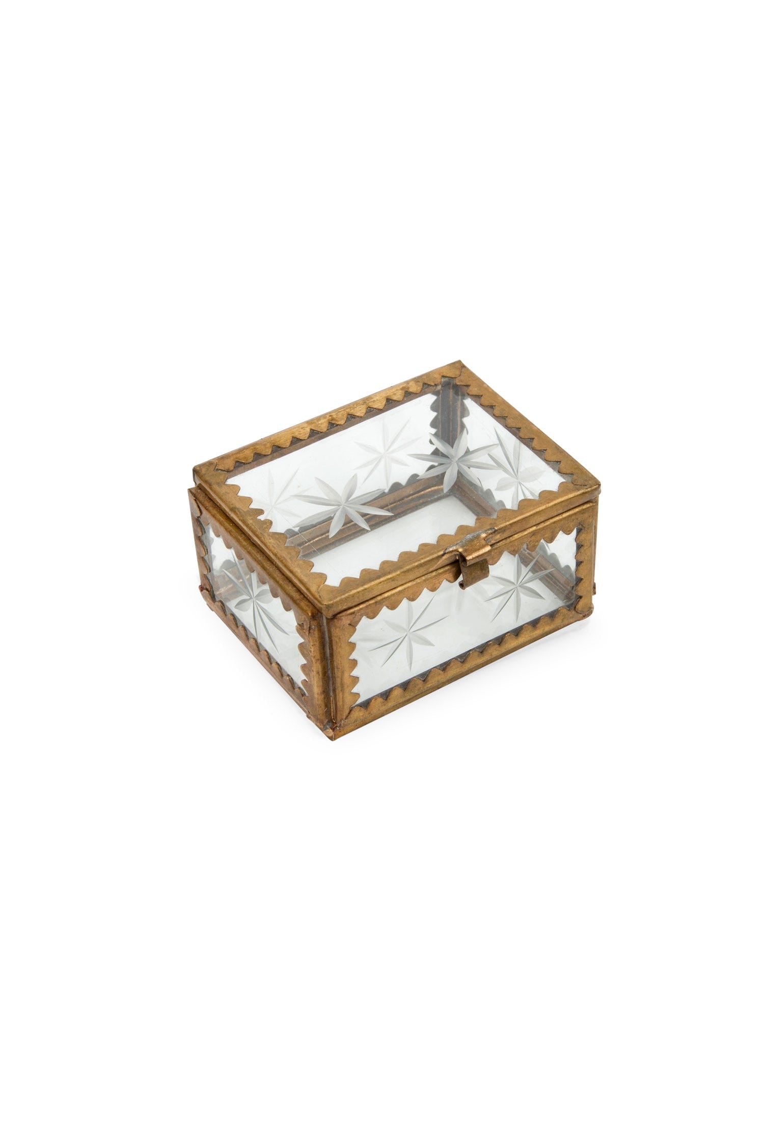 Jewelry box mini M/3 etched glass 2.5Lx2 br color