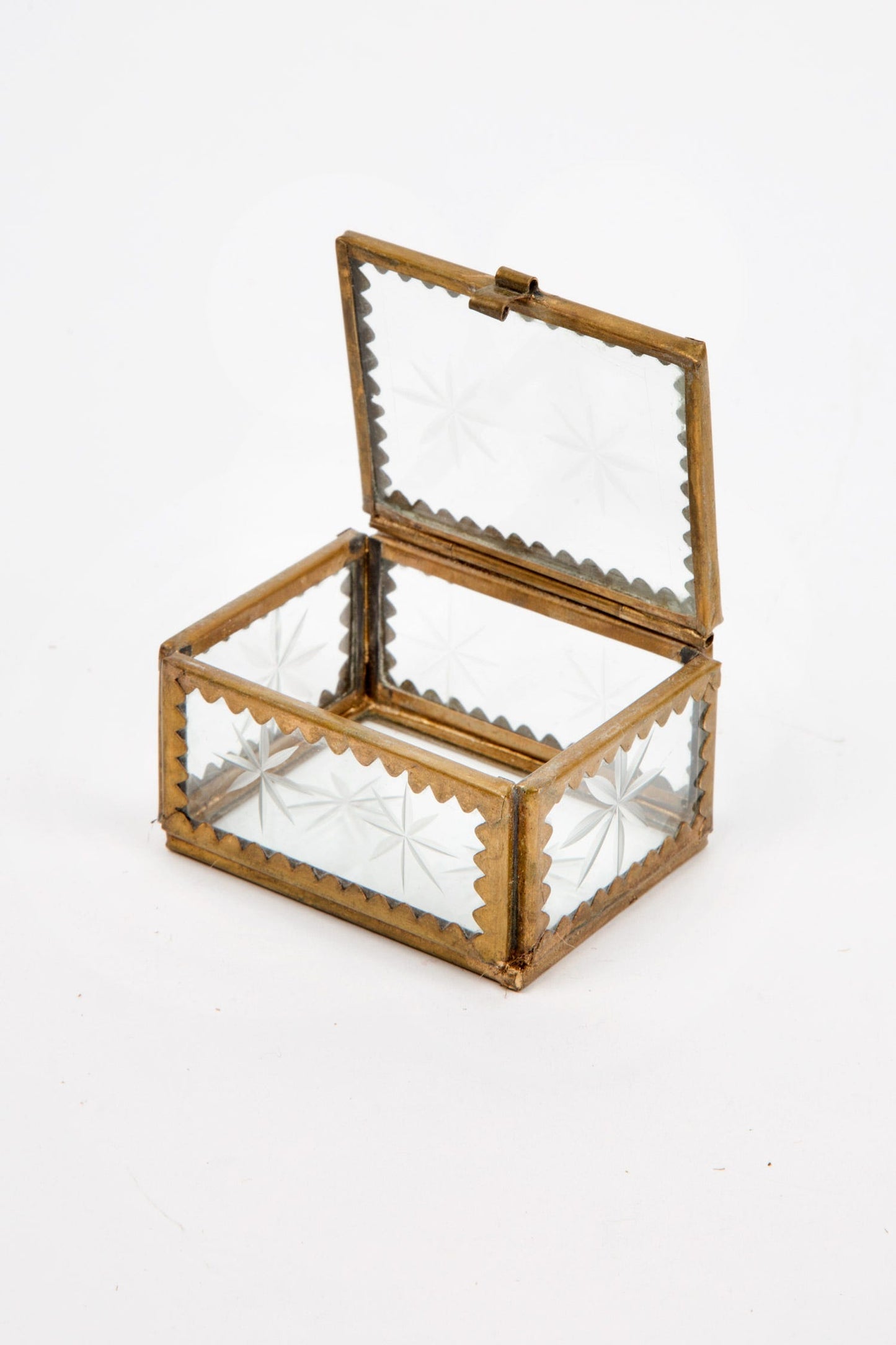 Jewelry box mini M/3 etched glass 2.5Lx2 br color