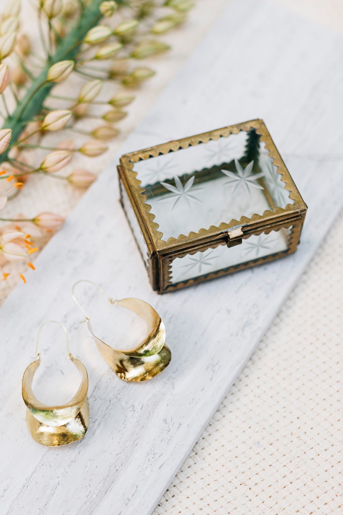 Jewelry box mini M/3 etched glass 2.5Lx2 br color