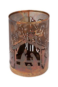 Nativity candleholder metal 4Dx6H rust