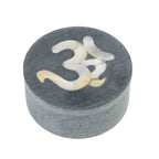 Box OM symbol stone/MOP 3Dx1.25H gray/cream