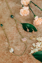 Earrings wire wrap glass/br 1L pink/gold