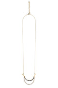 Necklace double U pend pearl/brass 24L gold color