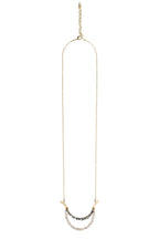 Necklace double U pend pearl/brass 24L gold color