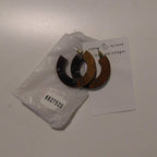 Earrings post 2 toned hoop wd/resin 1.75D brn/brg
