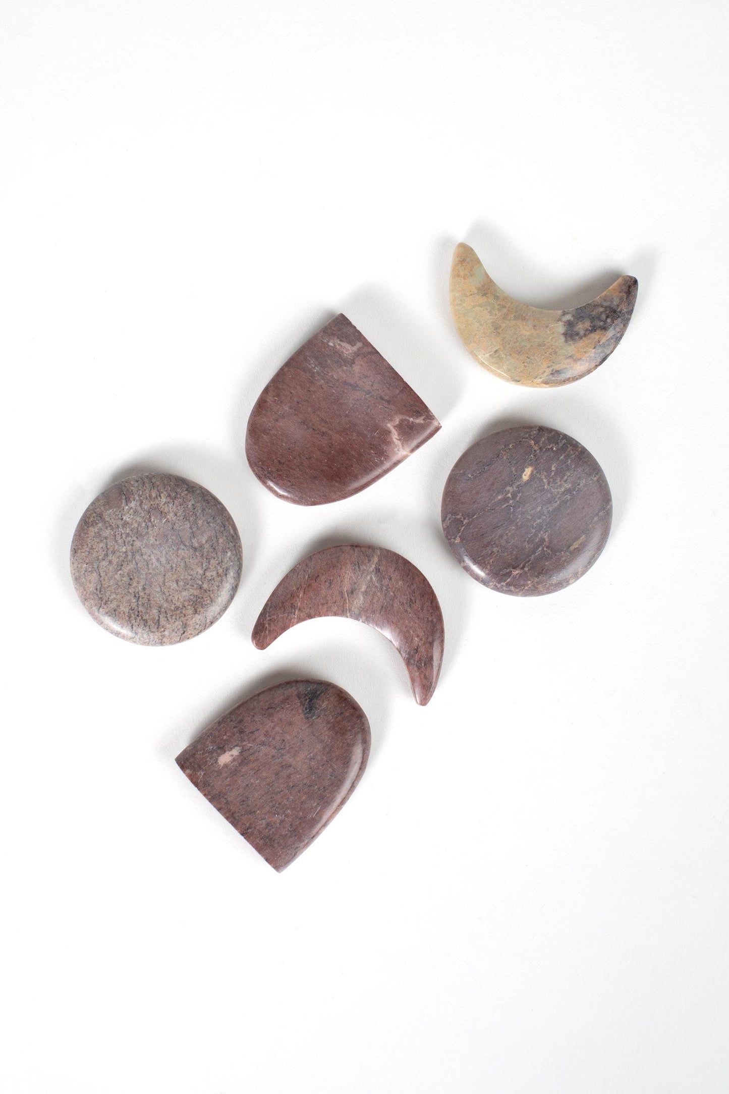 Stones f/face massage set/6 w/bag stone nat