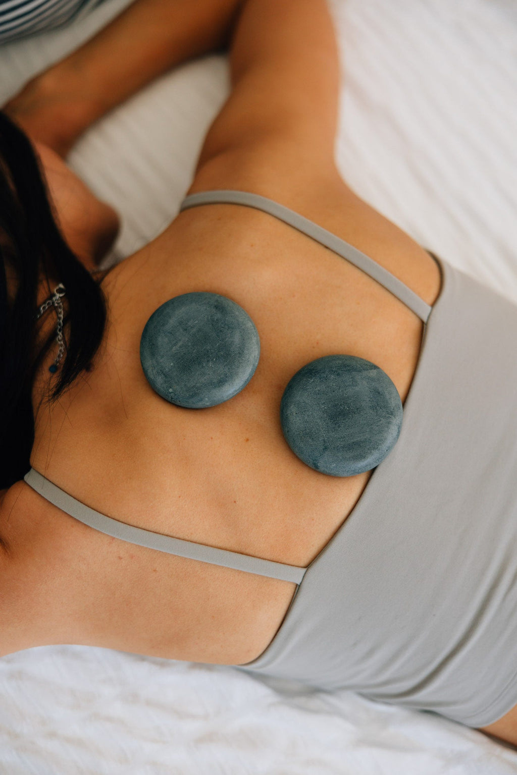 Massage stones w/bag s/2 palawa stone/cotton 3D