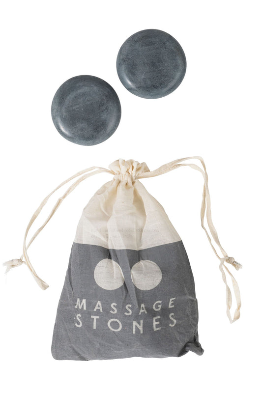 Massage stones w/bag s/2 palawa stone/cotton 3D