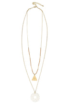 Necklace pale sun w/pend bone/wd/br 26L gld/brn