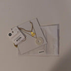 Necklace pale sun w/pend bone/wd/br 26L gld/brn