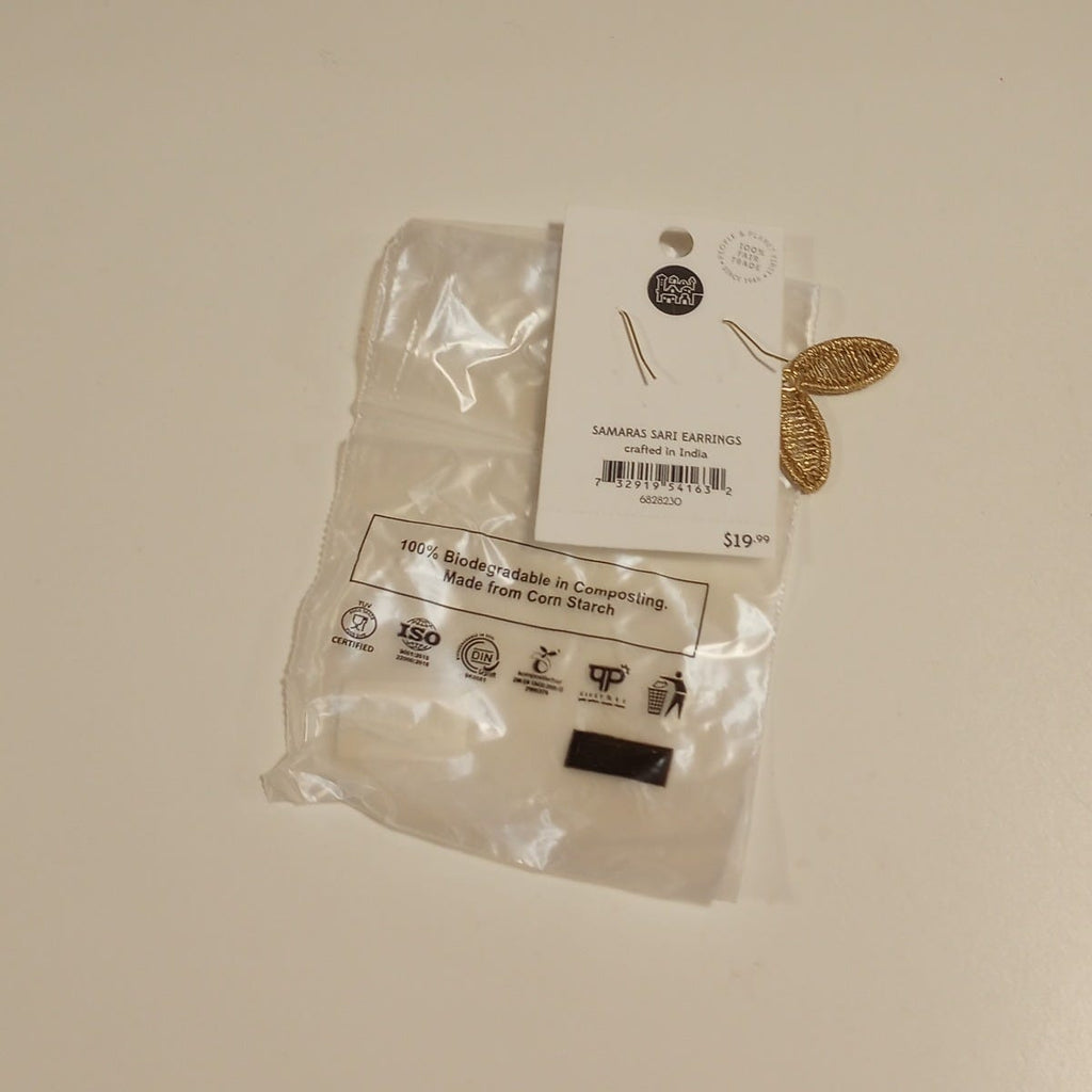 Earrings linked ovals zari wrap 1.5Lx1.75W gold