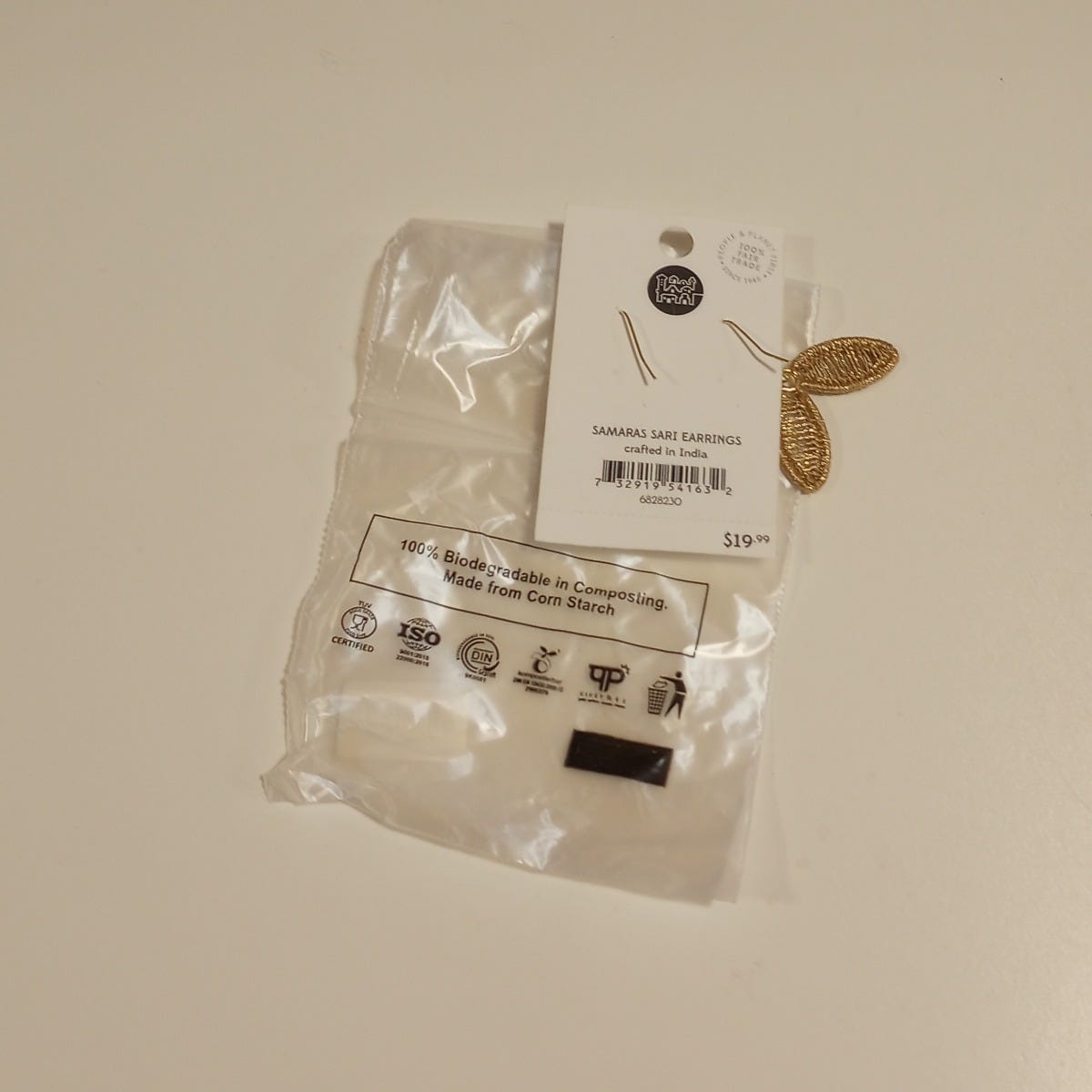 Earrings linked ovals zari wrap 1.5Lx1.75W gold