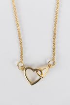 Necklace linked hearts fine chain brass 19L gold
