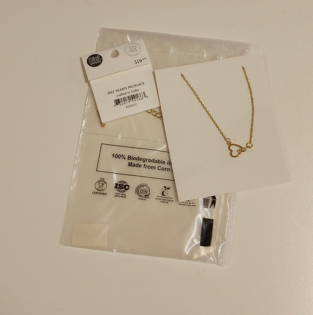 Necklace linked hearts fine chain brass 19L gold