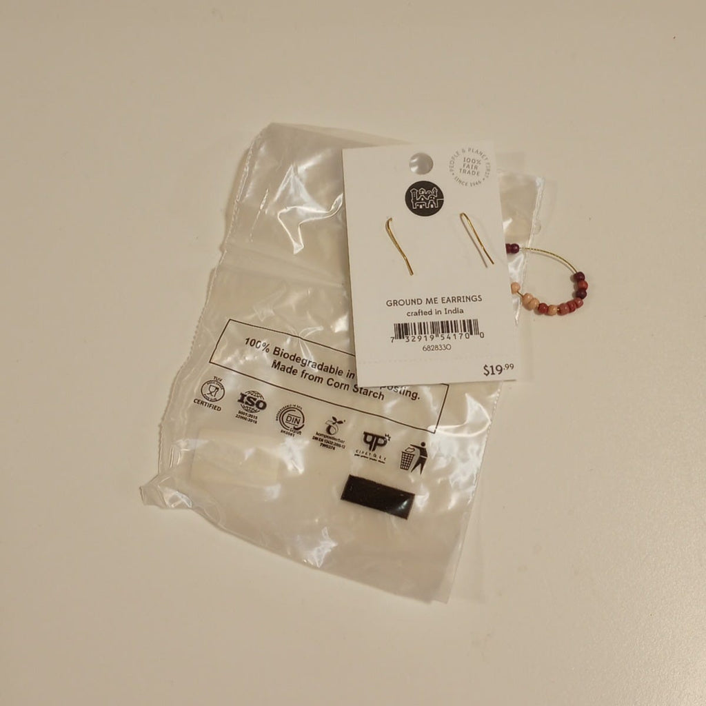 Earrings sm teardrop grounded bone/br 2L browns