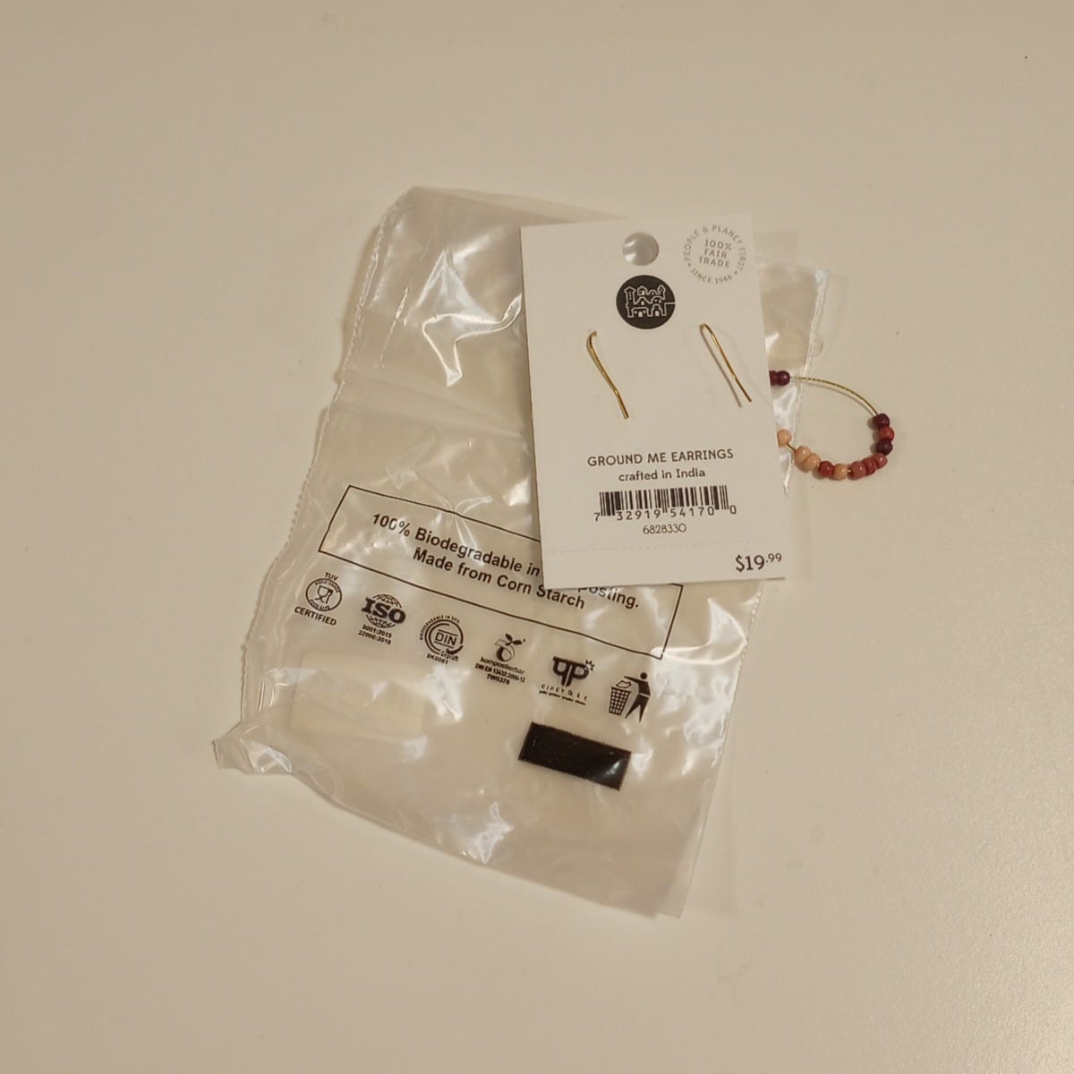Earrings sm teardrop grounded bone/br 2L browns