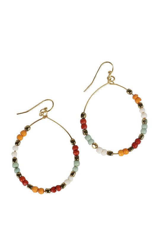 Earrings large hoop peachy bone/br 2.5L mid-tone