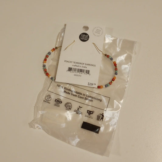 Earrings large hoop peachy bone/br 2.5L mid-tone