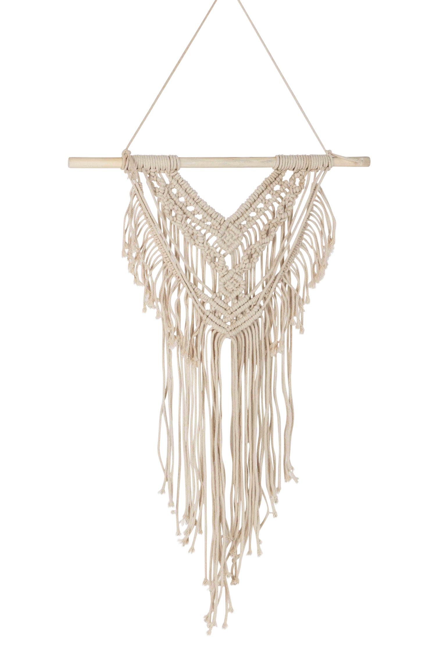 Wall hanging macrame cord/wood 18Wx27 cream