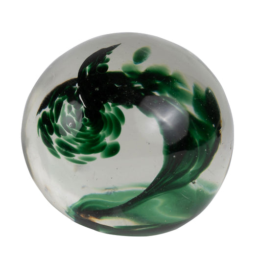 Paperweight hand blown blass 4D blue/green