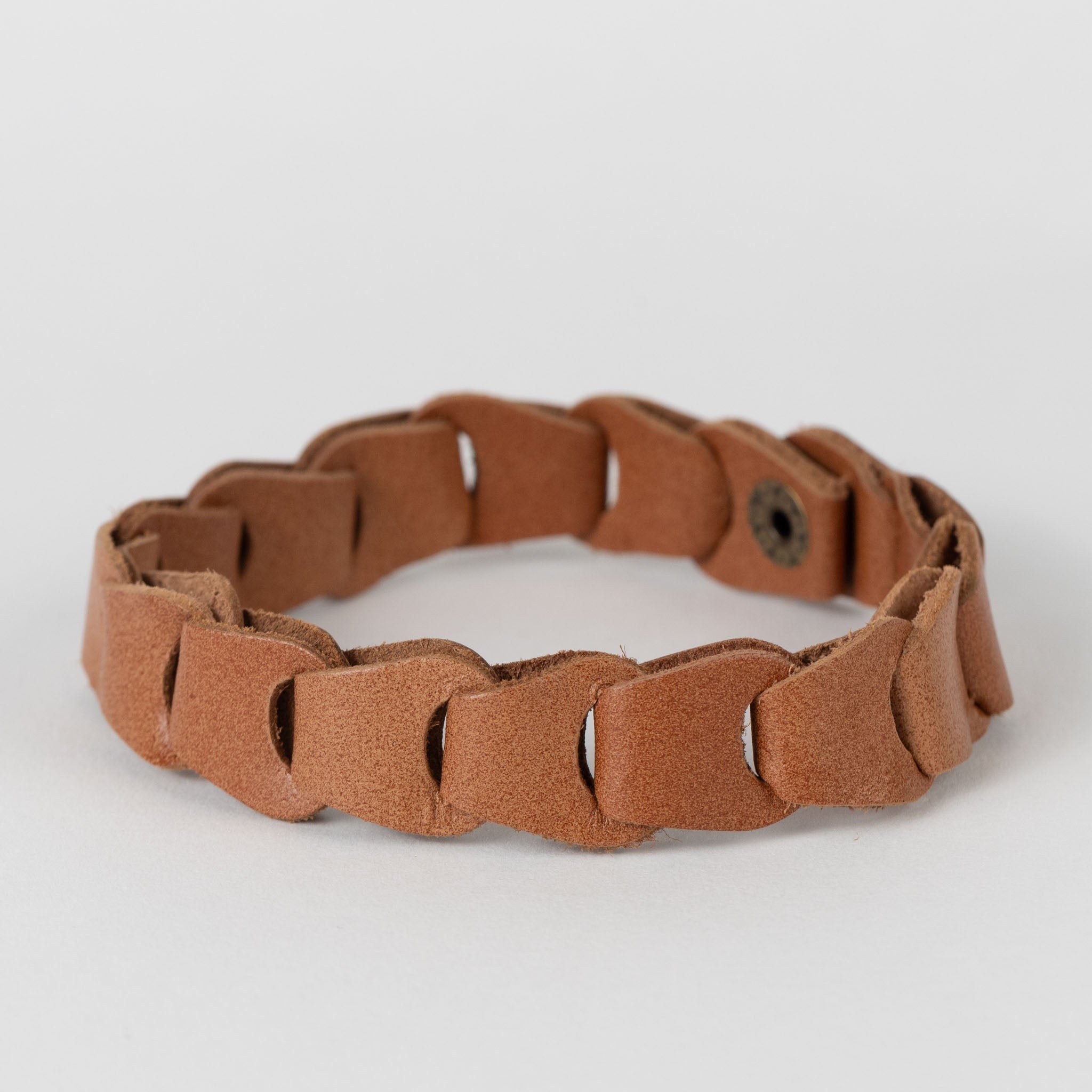 Bracelet linked w/snap buffalo leather 8.5L nat
