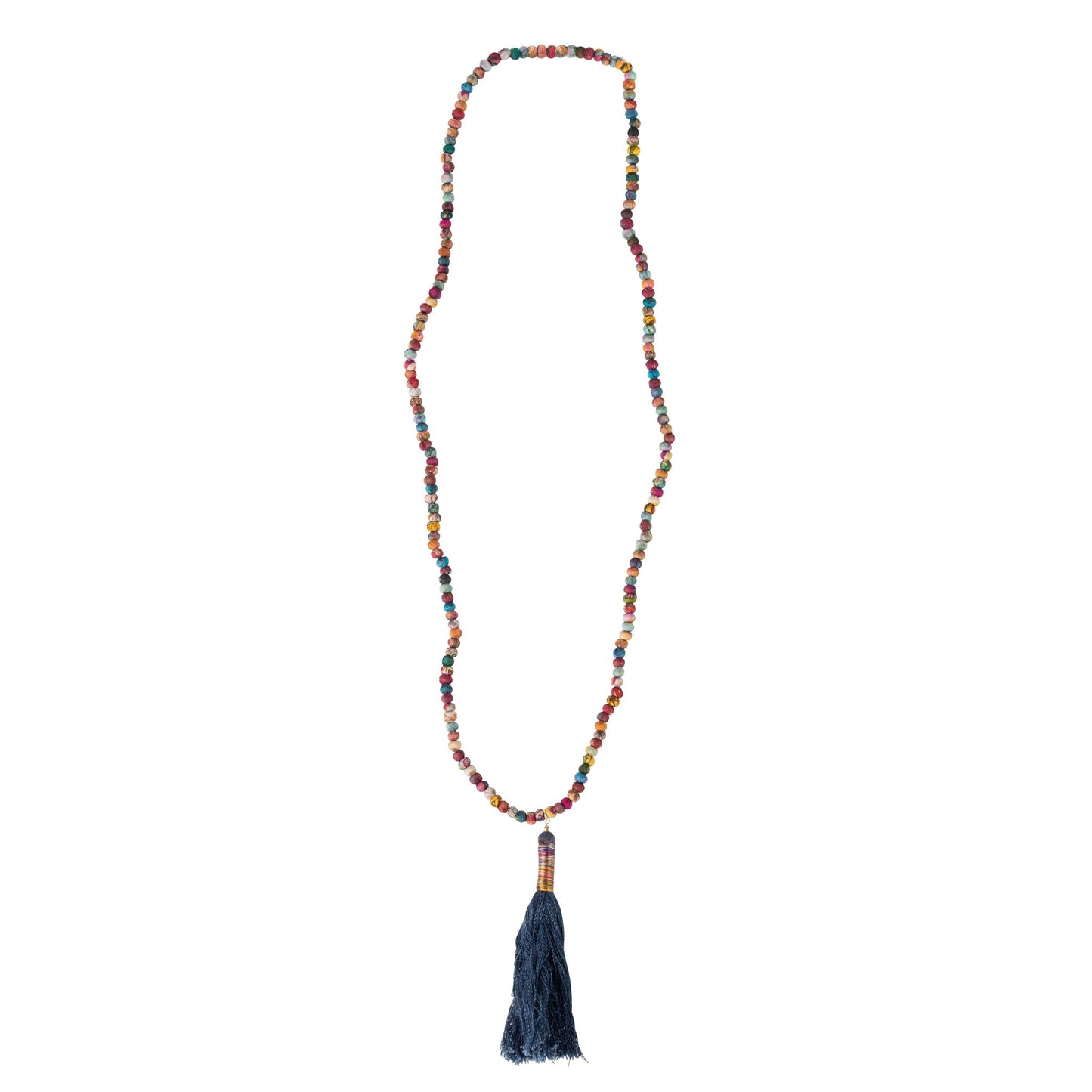 Necklace tassel denim/thread 32L navy/multi
