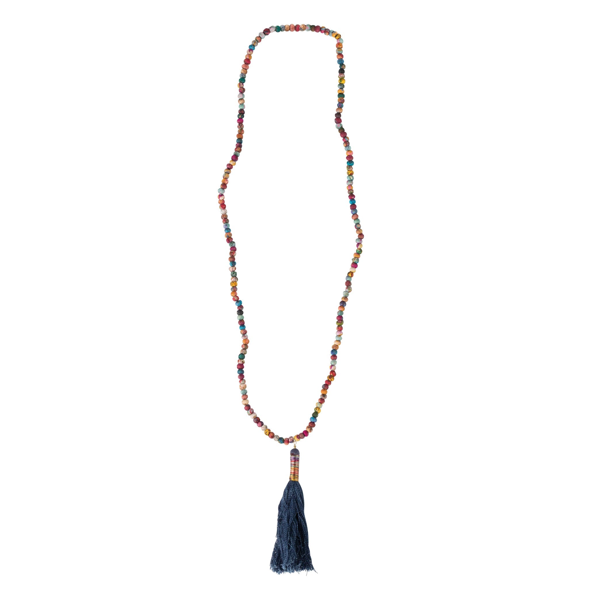 Necklace tassel denim/thread 32L navy/multi