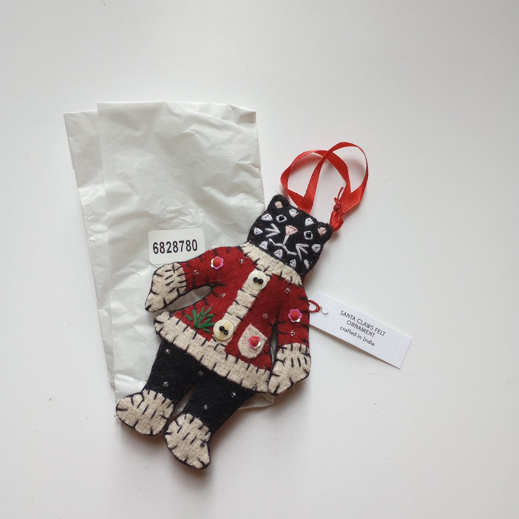Ornament Santa Claws guy M/2 felt 4.5H red/blk/wht