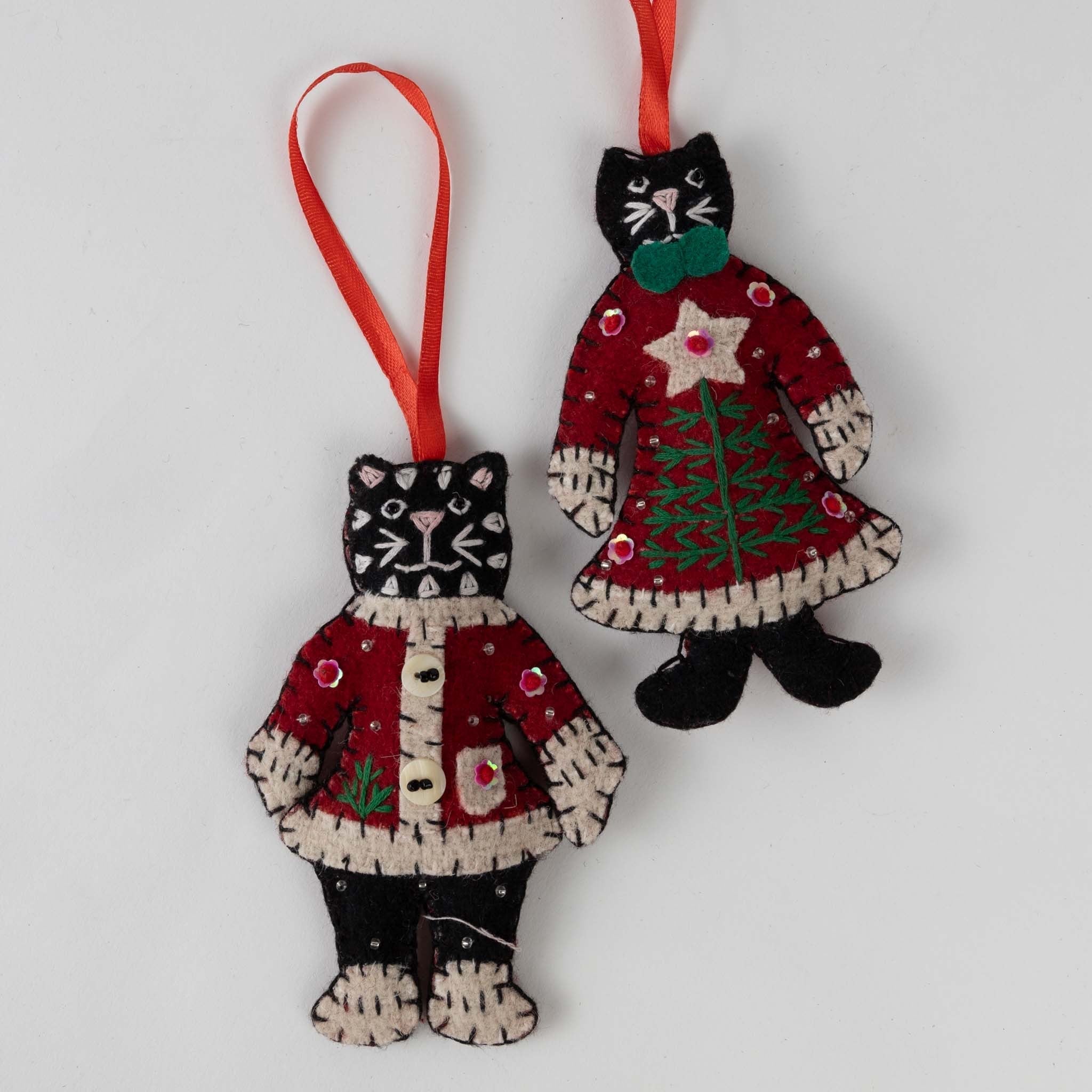 Santa Cat Claws Felt Ornament - Default Title (6828780)