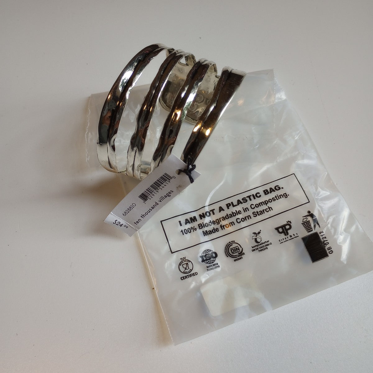 Bracelet lg cuff ruffled open bands brass 2W silv