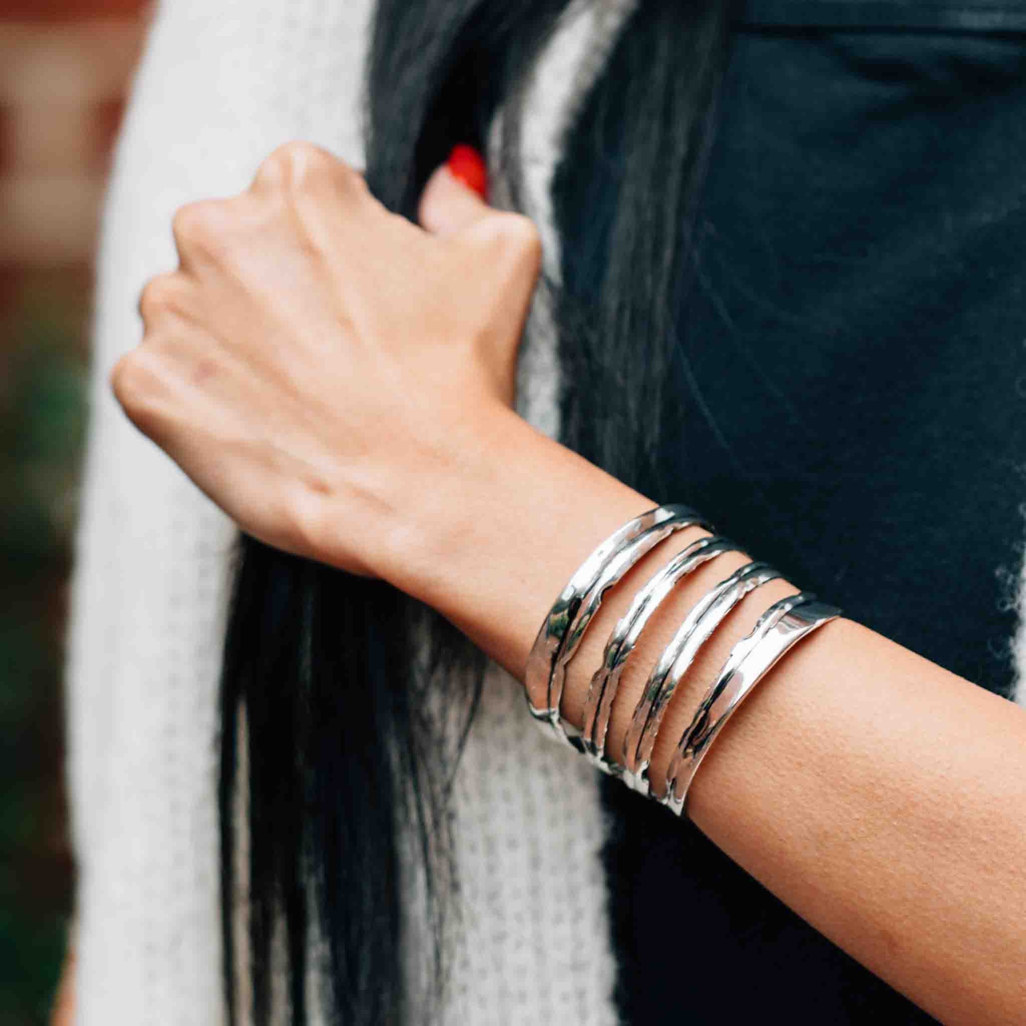 Ruffle Cuff Silver Bracelet - Default Title (6828810)