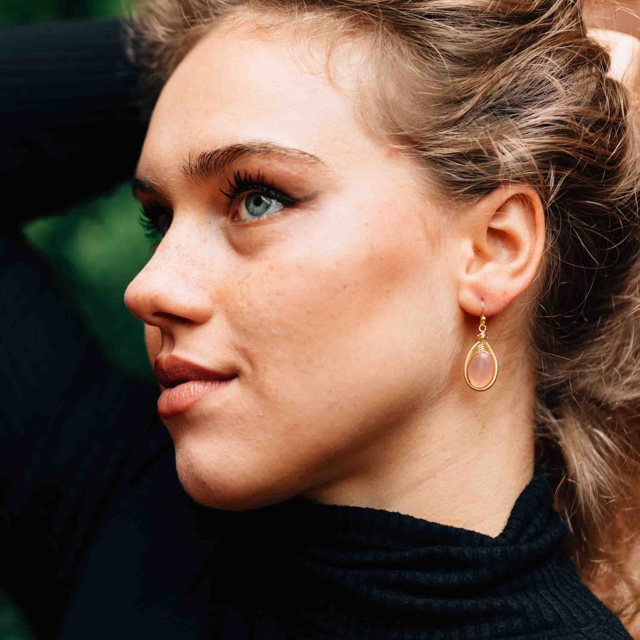 Rose Onyx Drop Earrings - Default Title (6828890)