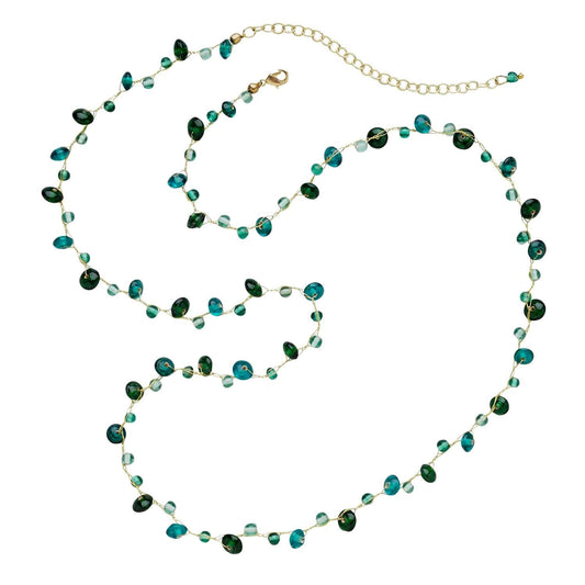 Necklace rnd beads/thread 35L aqua/gld