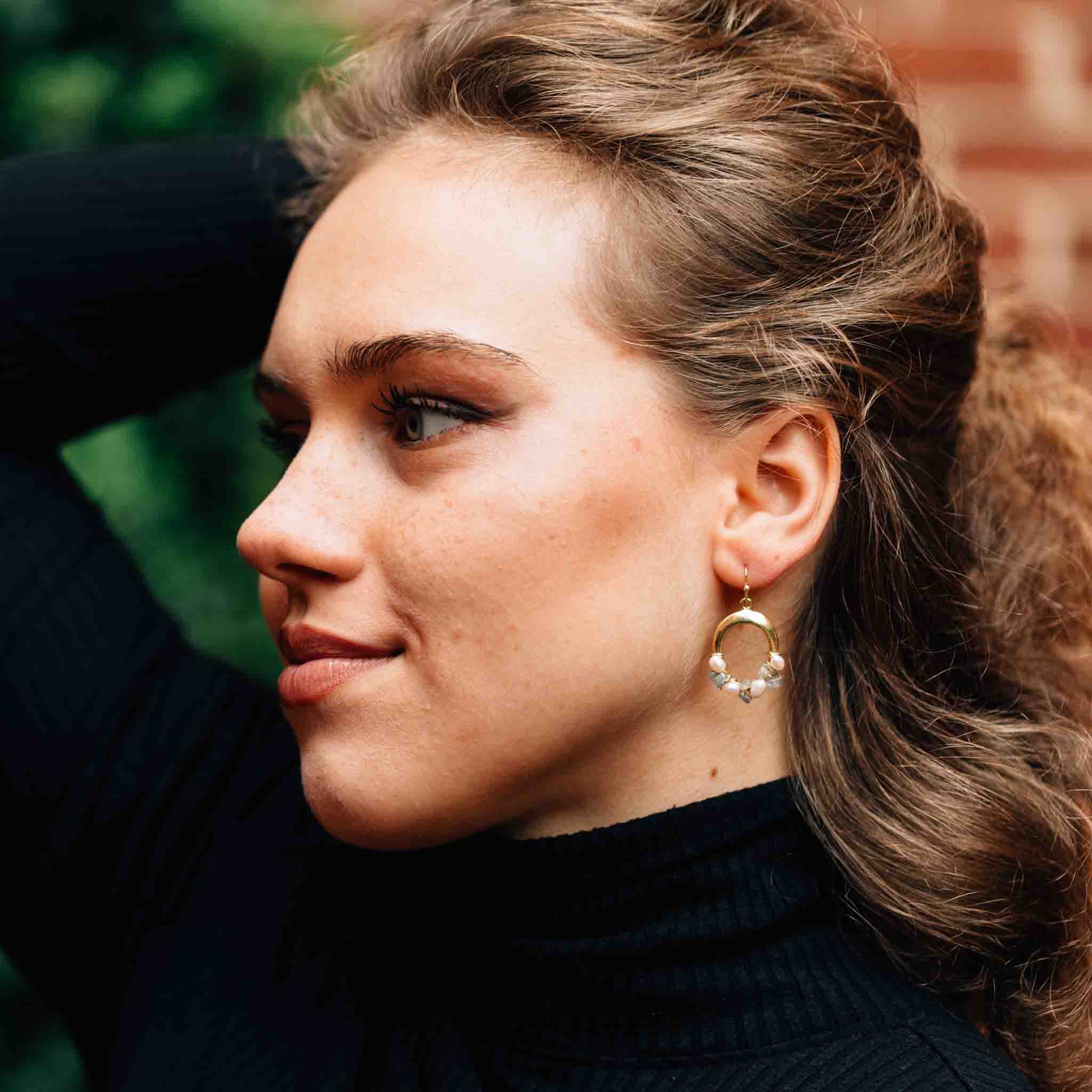 Moti Mini Pearl Hoop Earrings - Default Title (6830140)