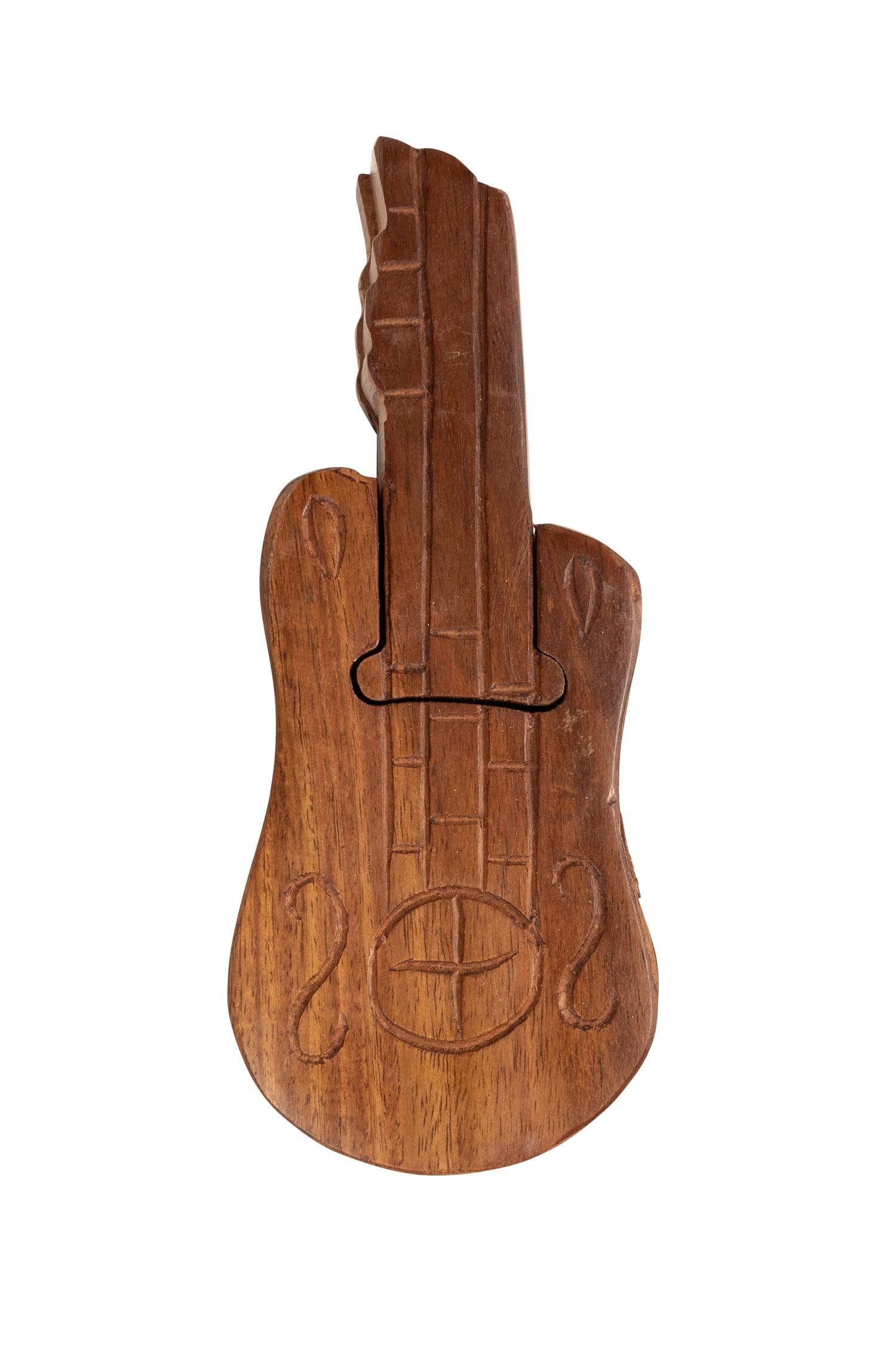 Box guitar puzzle sheesham wood 7Lx3Wx2H brown