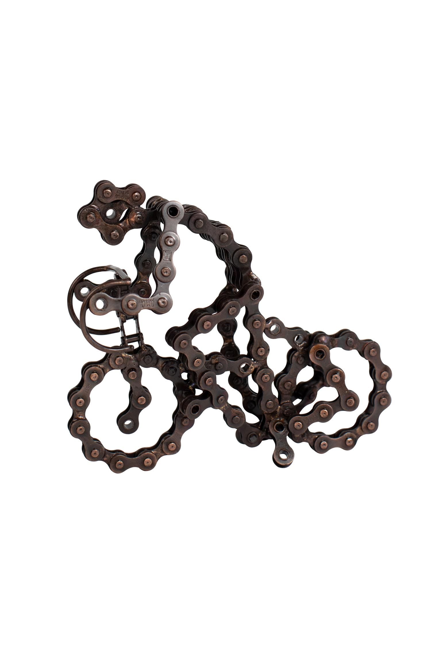 Biker statue bike chain 6Lx5H antiqued brass color