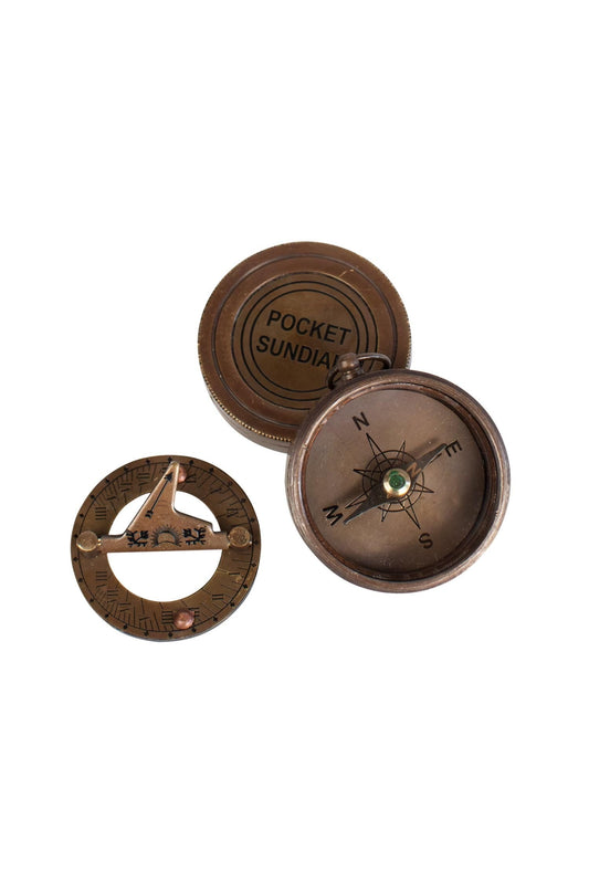 Compass sundial twist top mtl 1.75Dx1 antiqued br