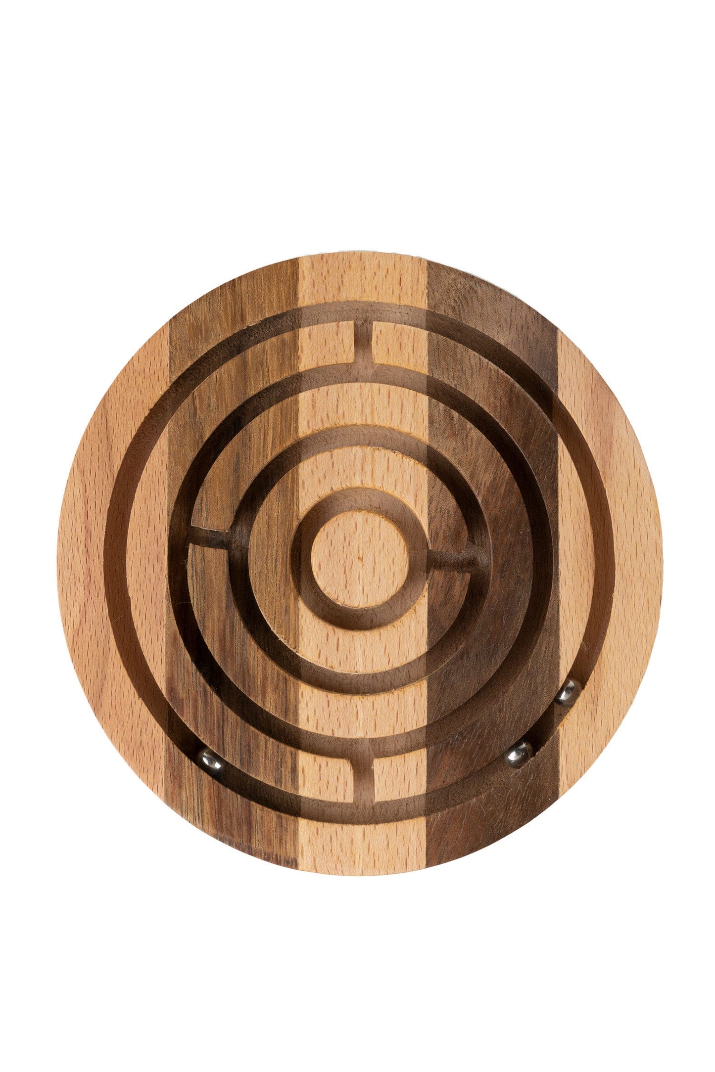 Game round maze wood/metal 6D natural